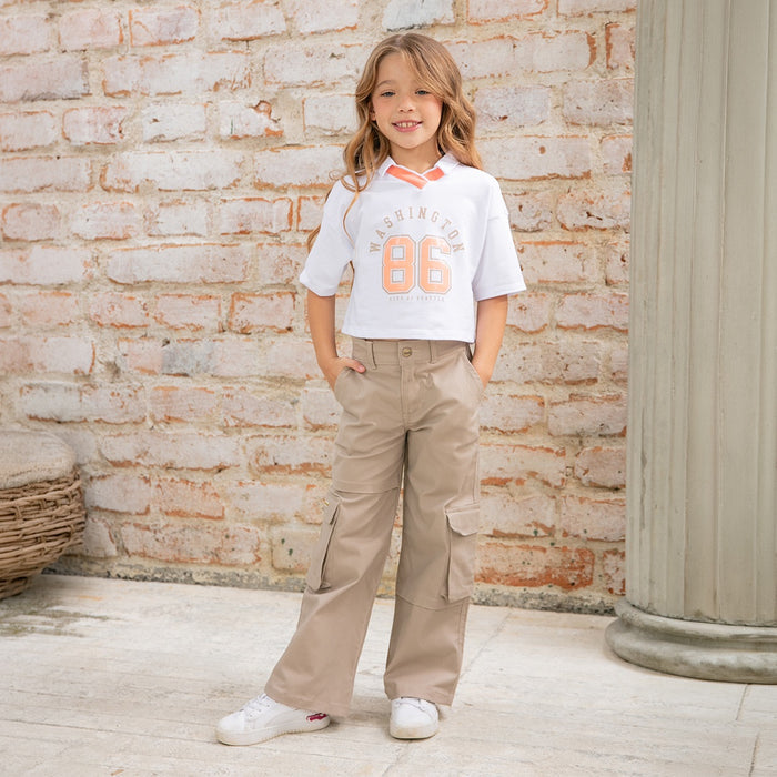 32987 CONJUNTO CAMISETA TIPO POLO NIÑA JUNIOR