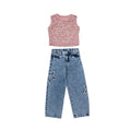 33020 CONJUNTO ESTRELLA NIÑA JUNIOR - PANTALÓN DENIM ESTRELLAS Y BLUSA LENTEJUELAS