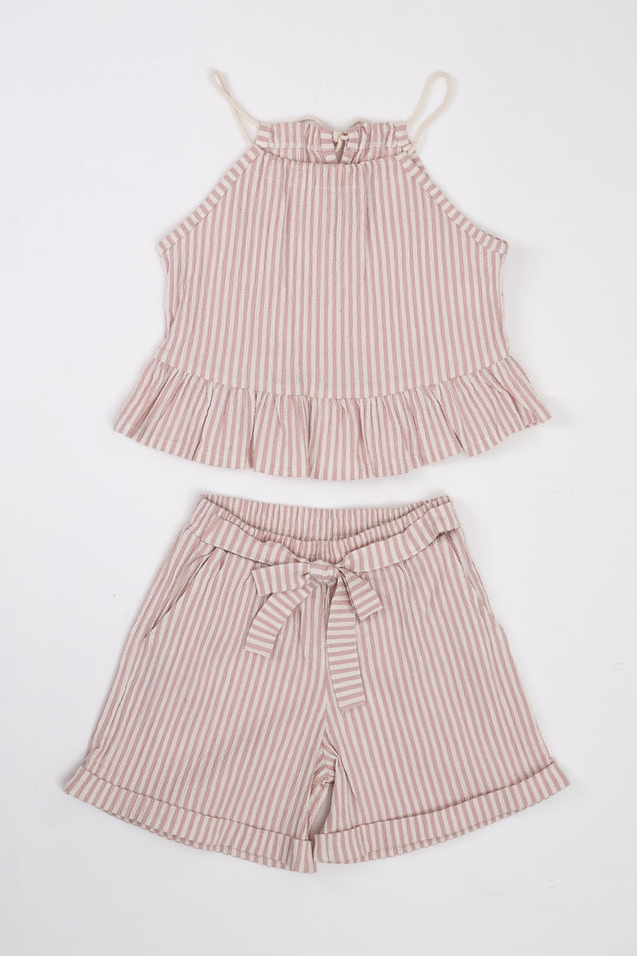 33023 CONJUNTO LINO A RAYAS NIÑA JUNIOR