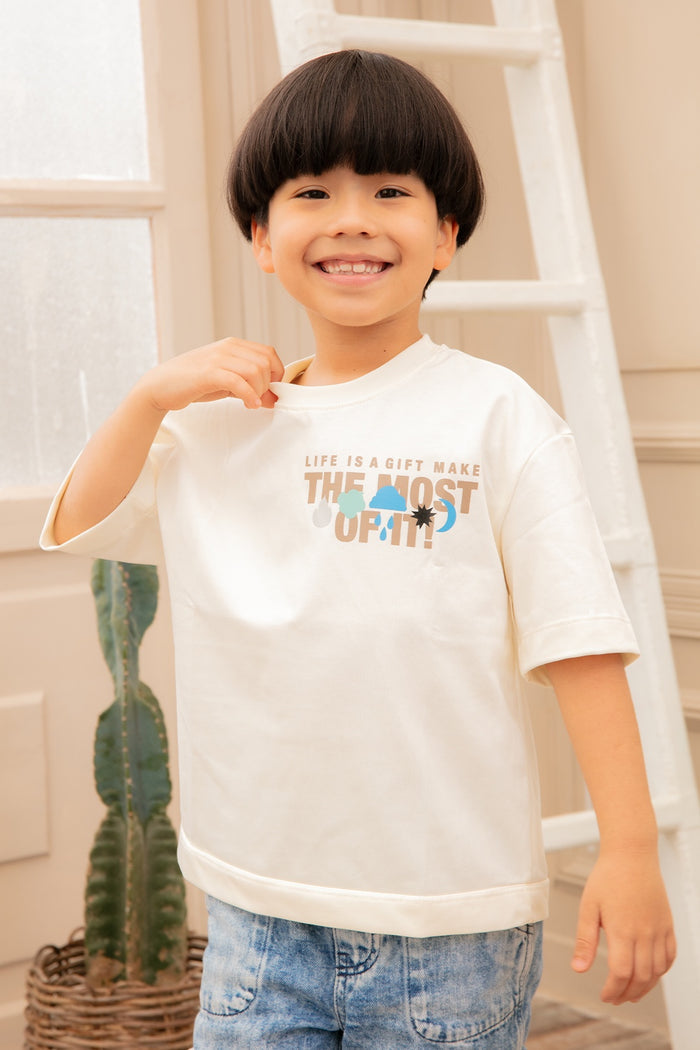 45662 CAMISETA OVERSIZE ESTAMPADO PUNTO CORAZON CON DOBLE RUEDO NIÑO JUNIOR