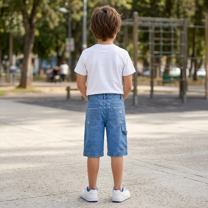 45664BERMUDA DENIM CON DECORATIVO EN EL COSTADO PARA NIÑO JUNIOR