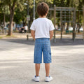 45664BERMUDA DENIM CON DECORATIVO EN EL COSTADO PARA NIÑO JUNIOR