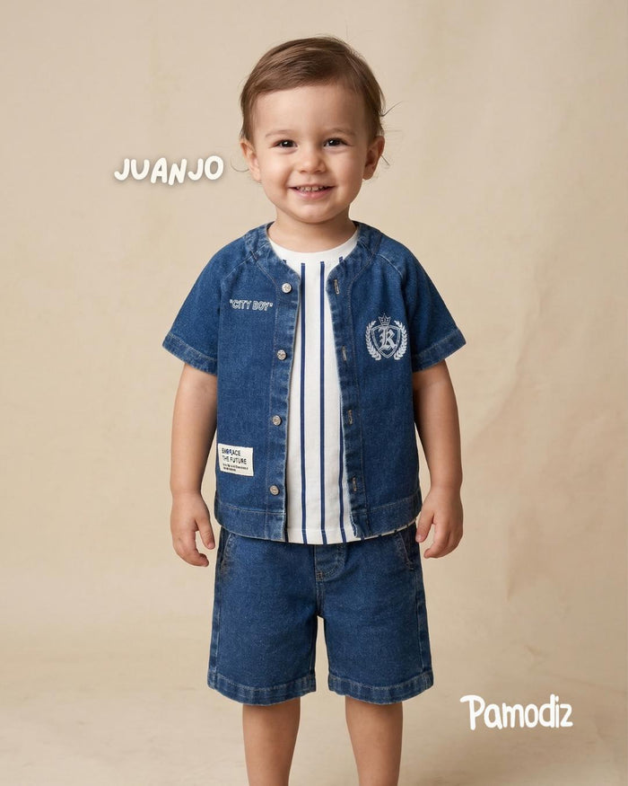 52013 SET CAMISETA BASICA BERMUDA Y SOBRE CAMISA NIÑO BEBE