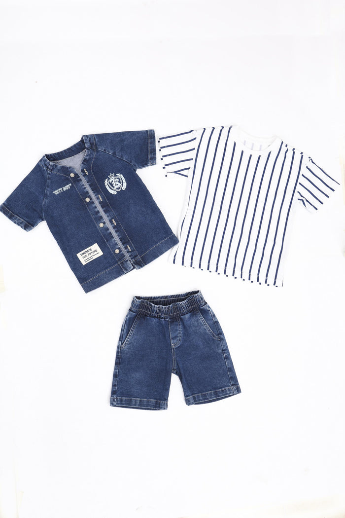 52013 SET CAMISETA BASICA BERMUDA Y SOBRE CAMISA NIÑO BEBE