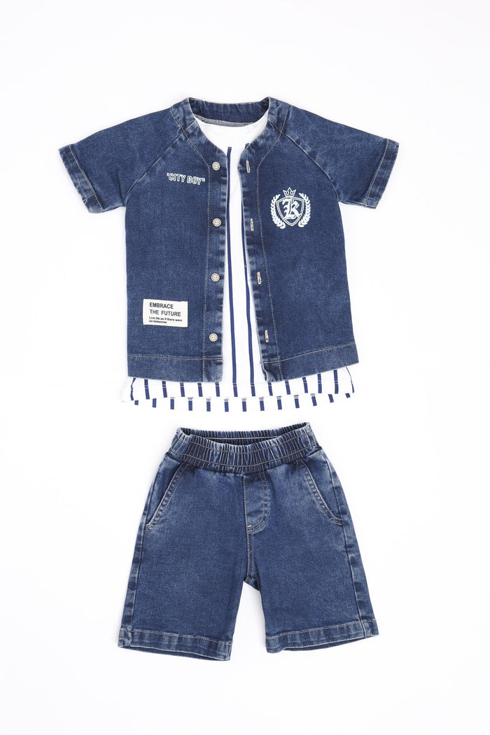 52013 SET CAMISETA BASICA BERMUDA Y SOBRE CAMISA NIÑO BEBE
