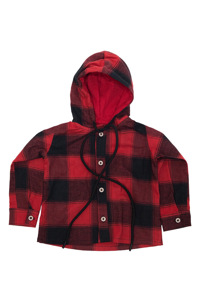 52019 CAMISA LEÑADORA MANGA LARGA CON CAPUCHA NIÑO BEBE