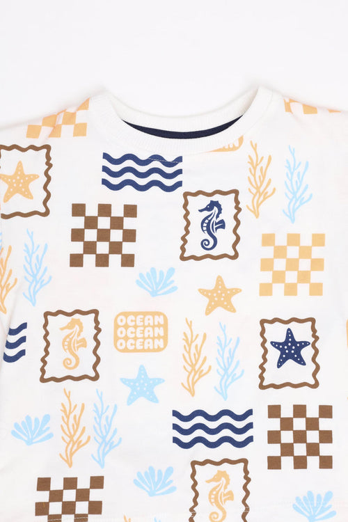 52023 CONJUNTO PRINT MARINO CABALLITO DE MAR NIÑO BEBE