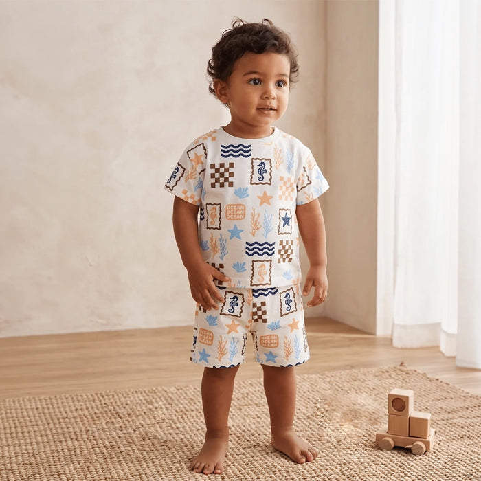 52023 CONJUNTO PRINT MARINO CABALLITO DE MAR NIÑO BEBE