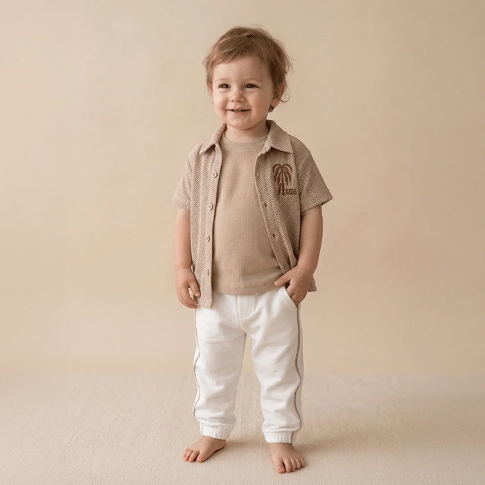 52025 SET CAMISETA BASICA SOBRE CAMISA JOGGER NIÑO BEBE