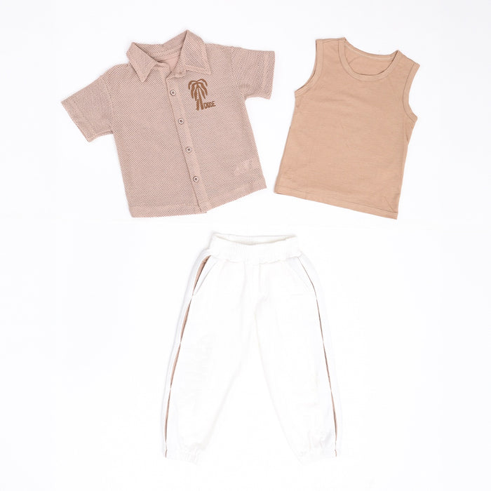 52025 SET CAMISETA BASICA SOBRE CAMISA JOGGER NIÑO BEBE