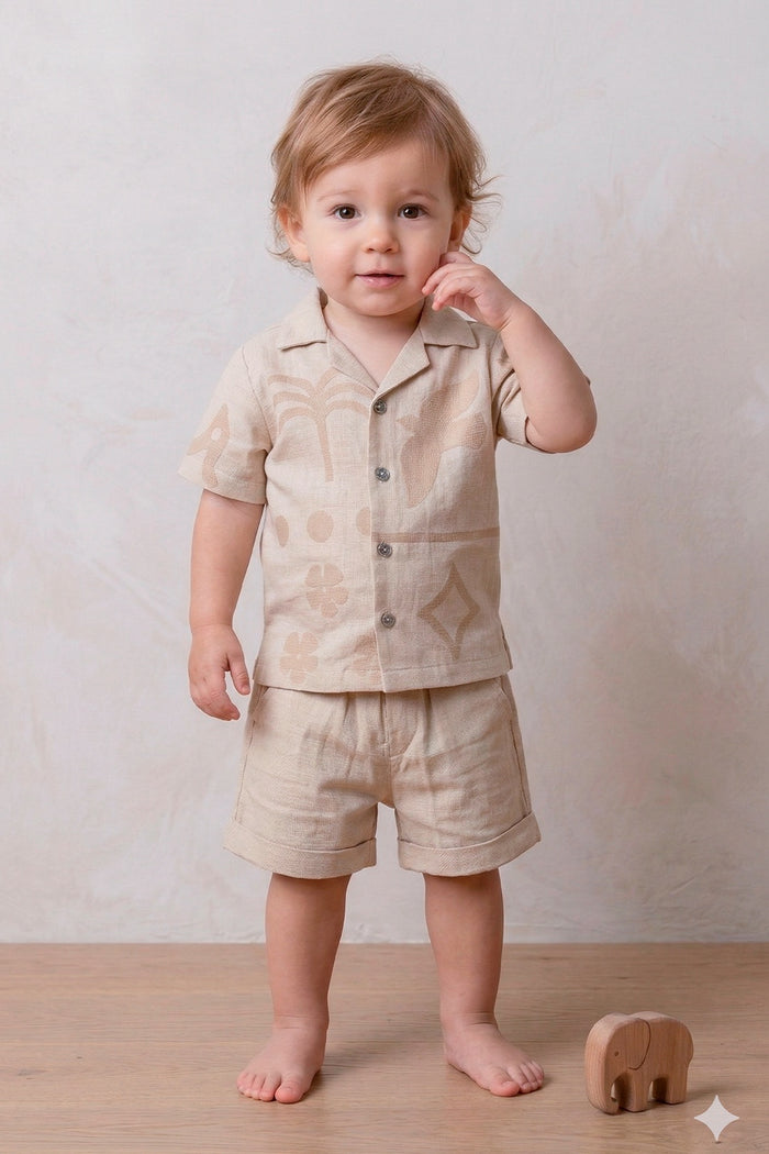 52027 TOTAL LOOK LINO CON GRABADO NIÑO BEBE