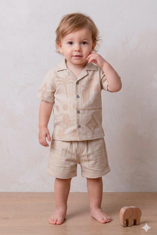 52027 TOTAL LOOK LINO CON GRABADO NIÑO BEBE