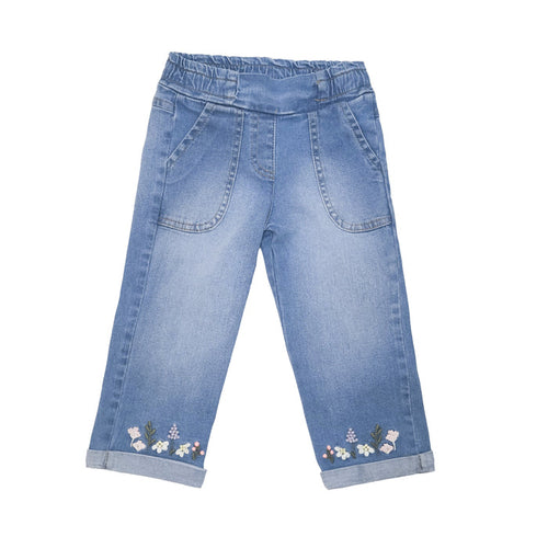 62020 SET DE CHALECO EN DENIM BORDADO CON PANTALON BOTA RECTA NIÑA BEBE