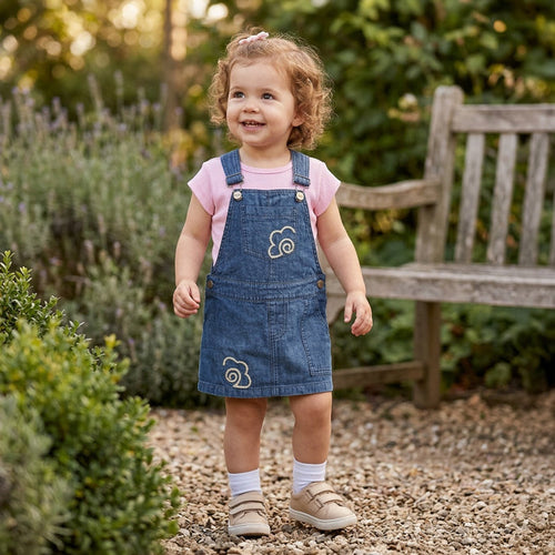 62025 JARDINERA CON BORDADO DE FLOR NIÑA BEBE