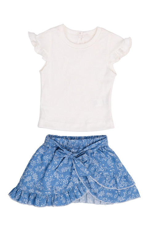 62030 SET FALDA ESTAMPADO FLORES- BASICA - CALZON INTERNO NIÑA BEBE