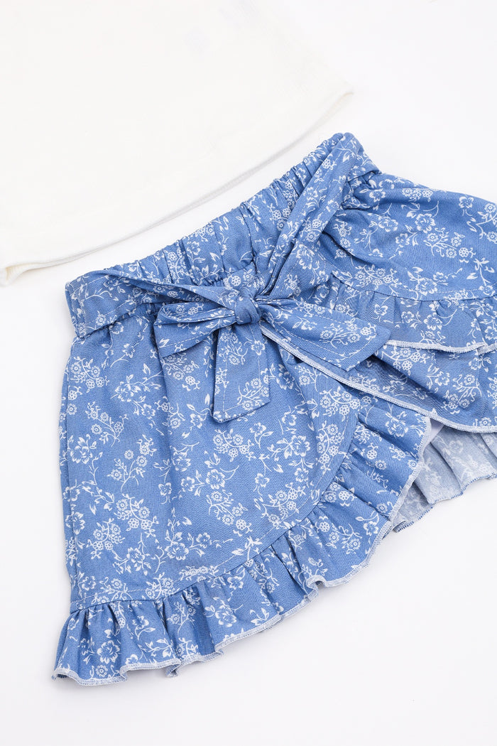 62030 SET FALDA ESTAMPADO FLORES- BASICA - CALZON INTERNO NIÑA BEBE
