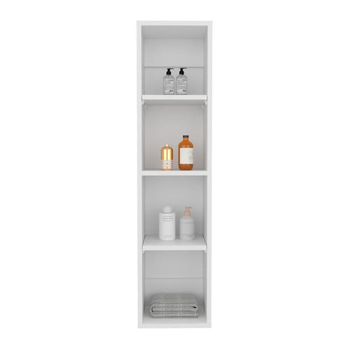 Alacena de Pared Pequeño Minimalista, Blanco, sin puertas, para implementos de aseo ZF