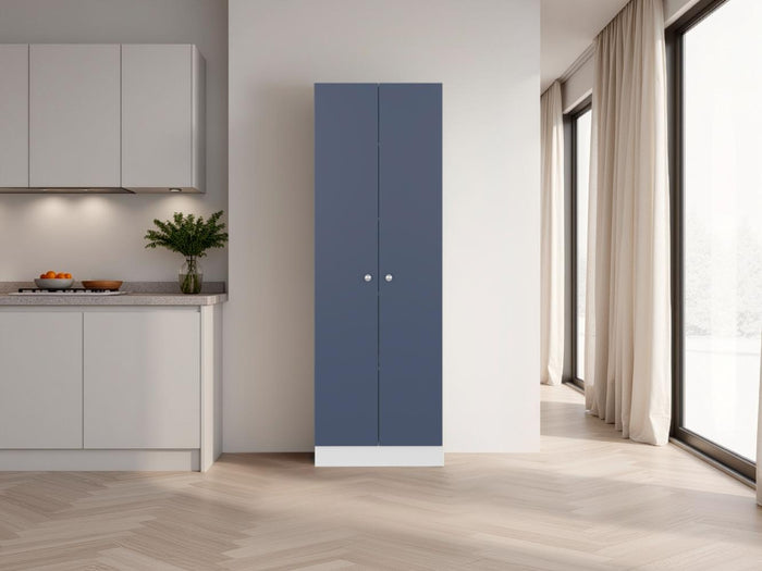 ALACENA MULTIUSOS BENNA, BLANCO KRONOS Y AZUL, CON VARIEDAD DE ENTREPAÑOS