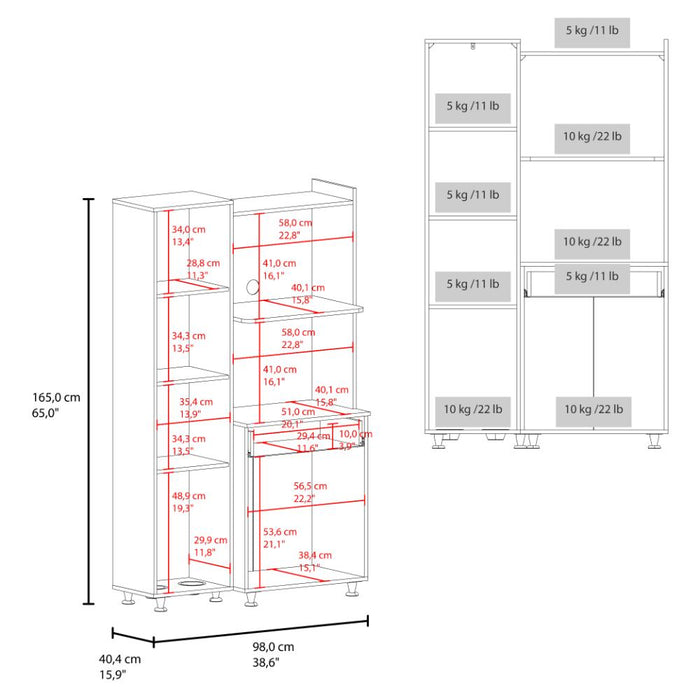 Alacena Multiusos Panter Eco, Kronos Blanco, Una puerta abatible y variedad de entrepaños ZF