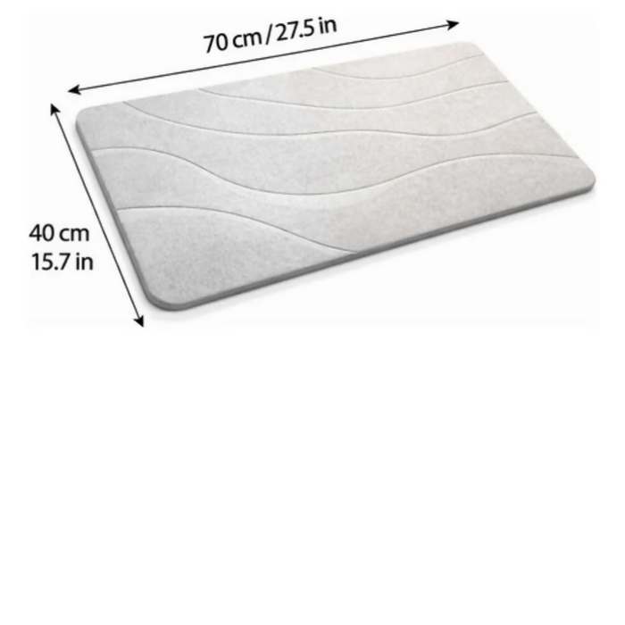 ALFOMBRA TAPETE BAÑO ANTIDESLIZANTE PIEDRA ABSORBENTE 70CM PLATEADO PIEDRA