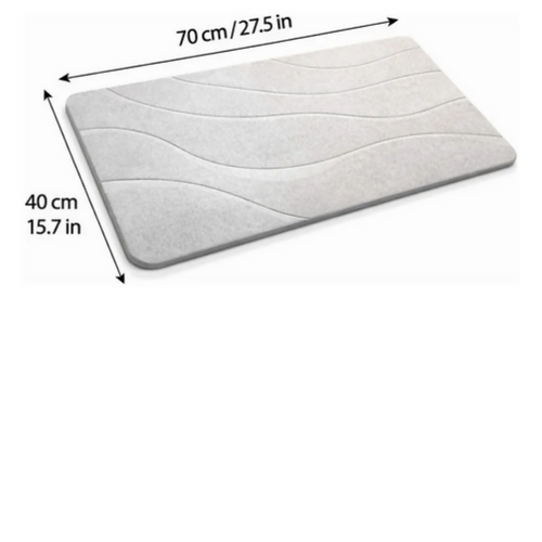 ALFOMBRA TAPETE BAÑO ANTIDESLIZANTE PIEDRA ABSORBENTE 70CM PLATEADO PIEDRA