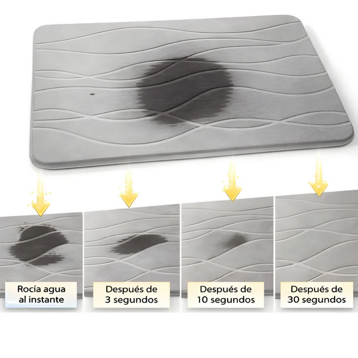 ALFOMBRA TAPETE BAÑO ANTIDESLIZANTE PIEDRA ABSORBENTE 70CM PLATEADO PIEDRA
