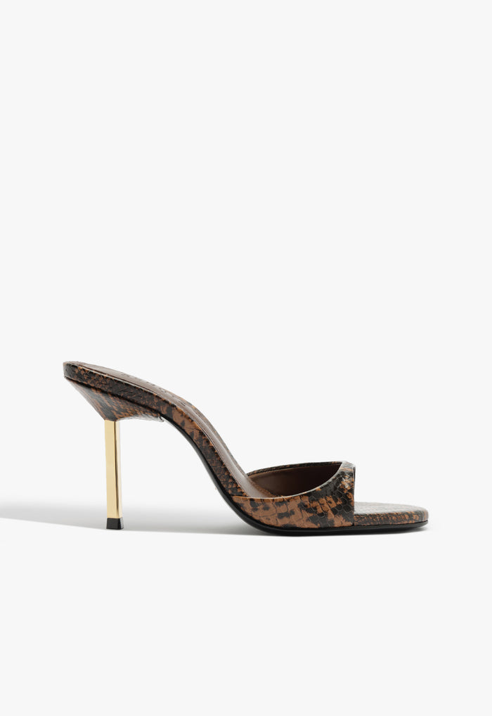 Allure Sandal 5 Pecan Brown Snake - Schutz Shoes
