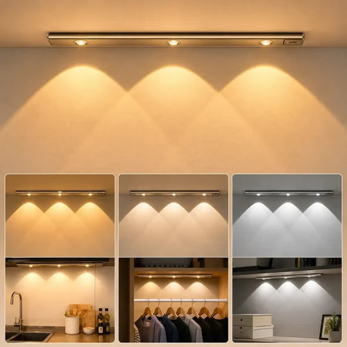 APLIQUE LÁMPARA LED SENSOR BARRA LUZ RECARGABLE 40CM 3 TONOS