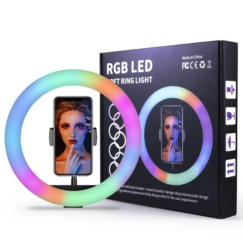 ARO DE LUZ 26 CM RGB LED CON TRÍPODE PROFESIONAL 2 MTS