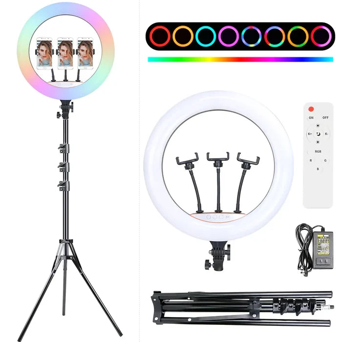 ARO DE LUZ 45 CM RGB LED TRÍPODE PRO 💡📸