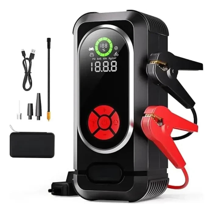 ARRANCADOR INFLADOR LLANTAS POWER BANK LINTERNA LED DISPLAY