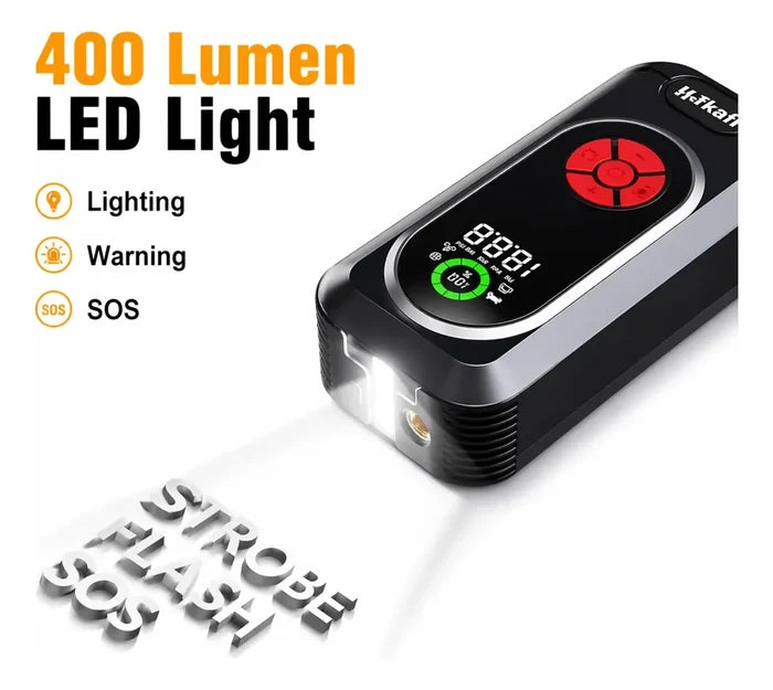 ARRANCADOR INFLADOR LLANTAS POWER BANK LINTERNA LED DISPLAY