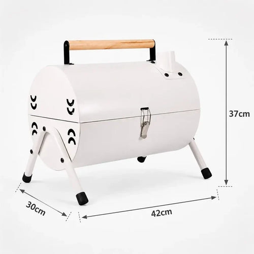 ASADOR PARRILLA BARRIL HORNO PORTÁTIL BBQ CARBÓN CON TAPA