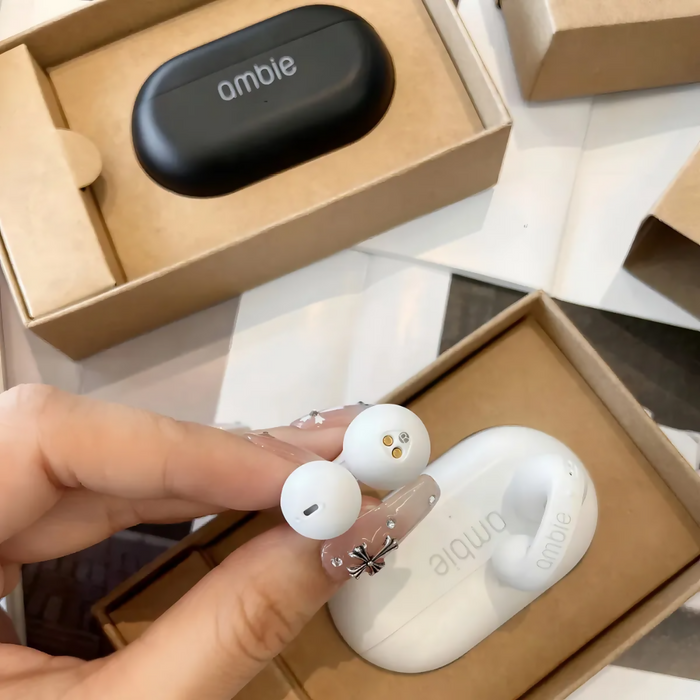 AUDÍFONOS AMBIE AURICULARES DE CONDUCCIÓN OSEA TWS ESTÉREO COLOR NEGRO