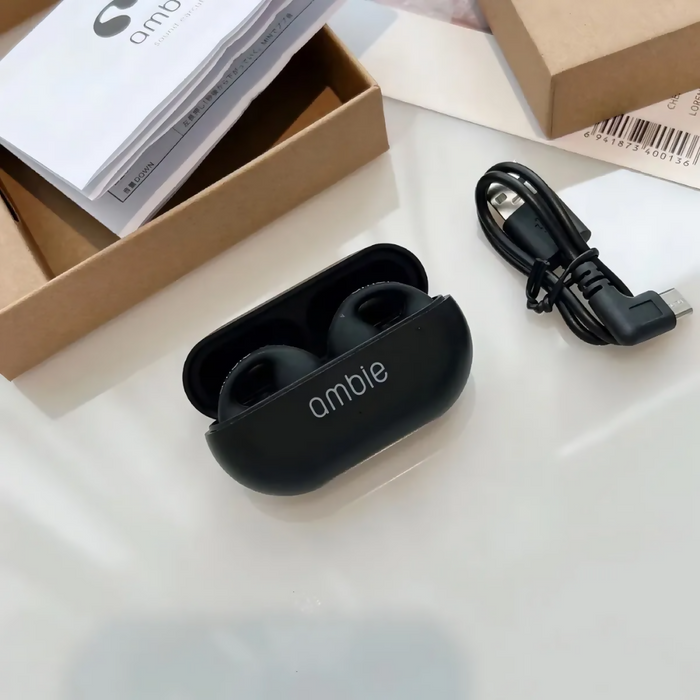 AUDÍFONOS AMBIE AURICULARES DE CONDUCCIÓN OSEA TWS ESTÉREO COLOR NEGRO