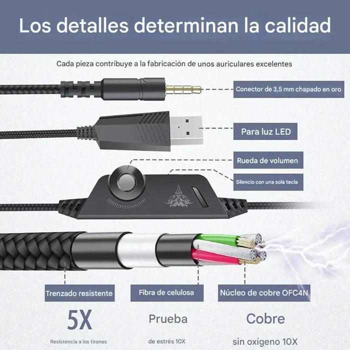 AUDÍFONOS GAMER DIADEMA AURICULAR COMPATIBLE PC PS5 PS4 XBOX