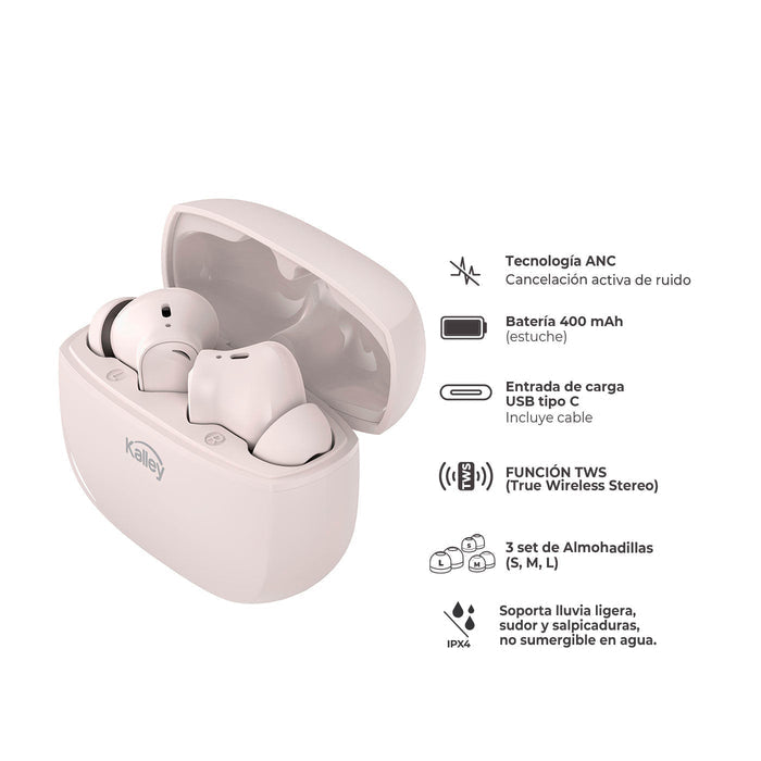 Audífonos Kalley Bluetooth Inear, Gris