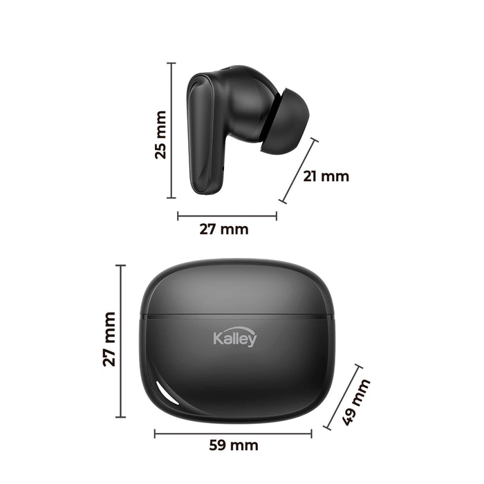 Audífonos Kalley Bluetooth Inear Kann, Negro