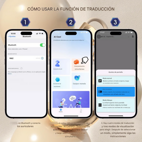 AUDÍFONOS TRADUCTORES IDIOMAS INTELIGENTES BLUETOOTH PORTÁTIL
