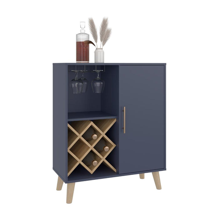BAR CAVE LOVE, AZUL Y KRONOS FRESNO, CON ESPACIO PARA BOTELLAS Y PORTA COPAS