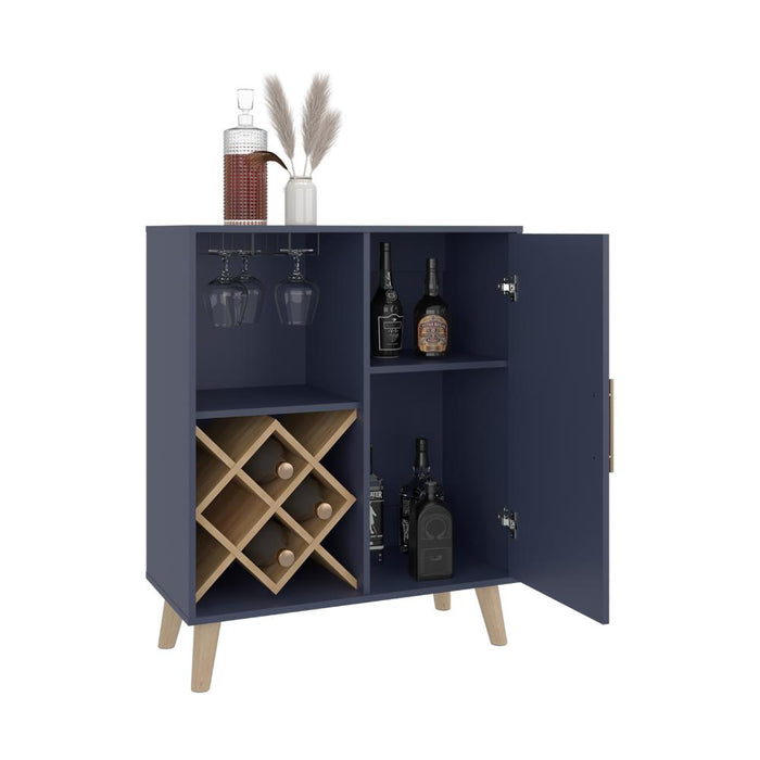 BAR CAVE LOVE, AZUL Y KRONOS FRESNO, CON ESPACIO PARA BOTELLAS Y PORTA COPAS