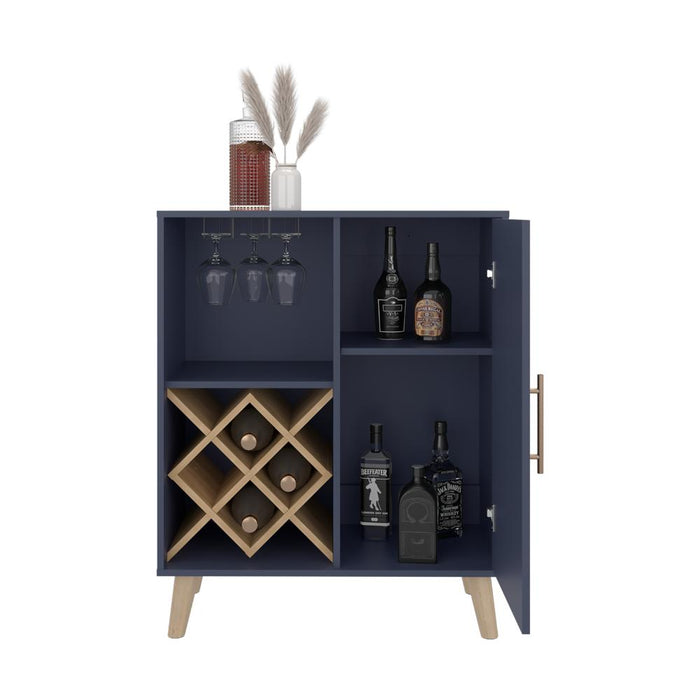 BAR CAVE LOVE, AZUL Y KRONOS FRESNO, CON ESPACIO PARA BOTELLAS Y PORTA COPAS