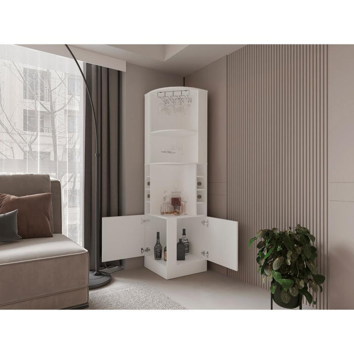 BAR ESQUINERO ASCHER, BLANCO, CON DOS PUERTAS Y PORTA COPAS ZF