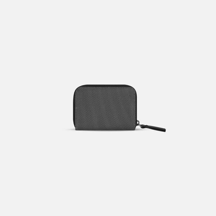 A Sherpani Barcelona Granite Anti-Theft Mini Wallet, back view on white background. #color_granite-grey