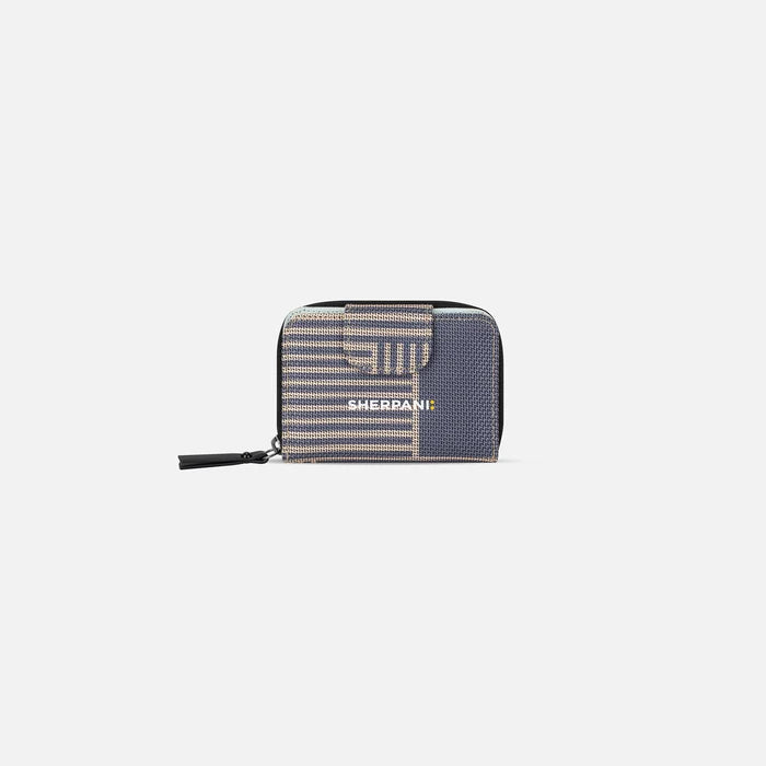 A Sherpani Barcelona Passport Anti-Theft Mini Wallet, front view showing clasp on white background. #color_passport-print