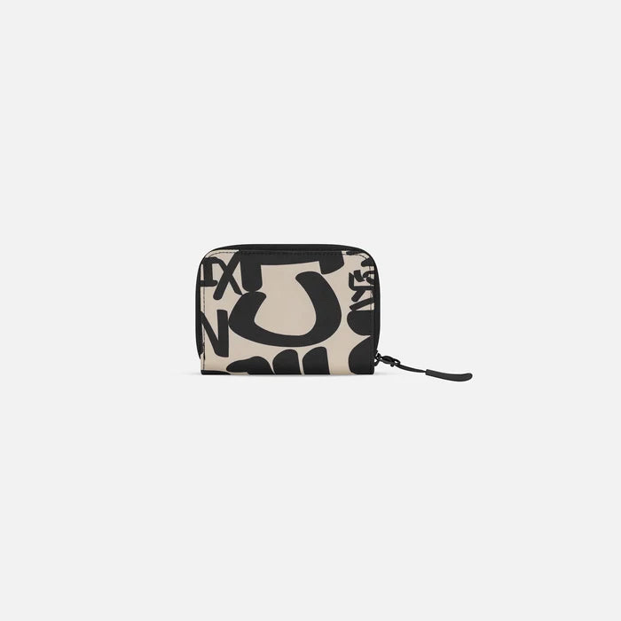A Sherpani Barcelona Ciao RFID Mini Wallet, back view on white background. #color_ciao-print