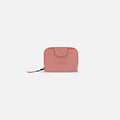A Sherpani Barcelona Desert Pink RFID Mini Wallet, front view showing clasp on white background. #color_desert-pink