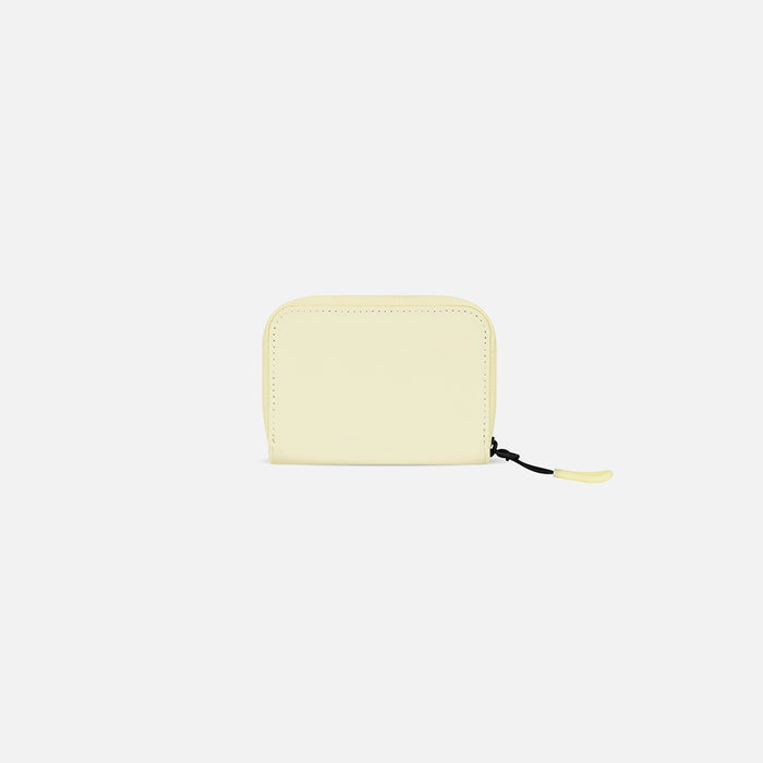 A Sherpani Barcelona Sol Yellow RFID Mini Wallet, back view on white background.   #color_sol-yellow
