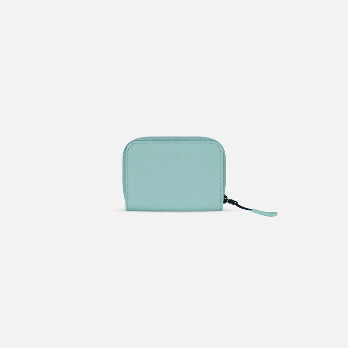 A Sherpani Barcelona Surf Blue RFID Mini Wallet, back view on white background. #color_surf-blue
