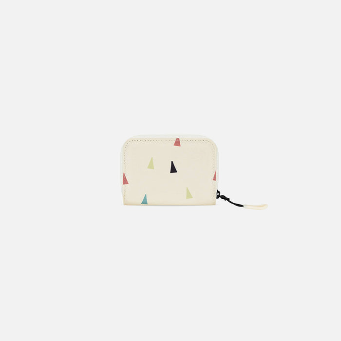A Sherpani Barcelona Terrazzo Print RFID Mini Wallet, back view on white background.   #color_terrazzo-print